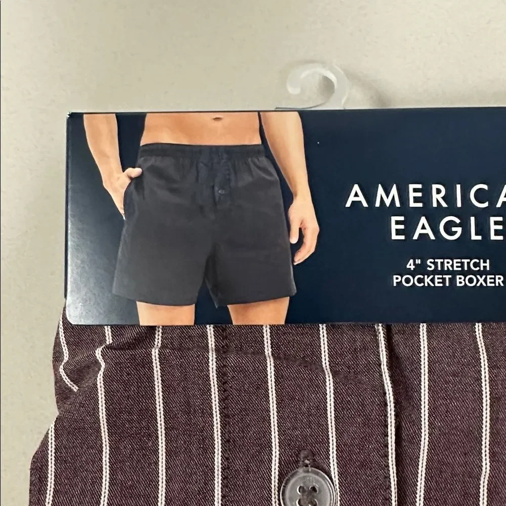 AE Burgundy White Pin Stripes 4” Stretch Pocket Boxer